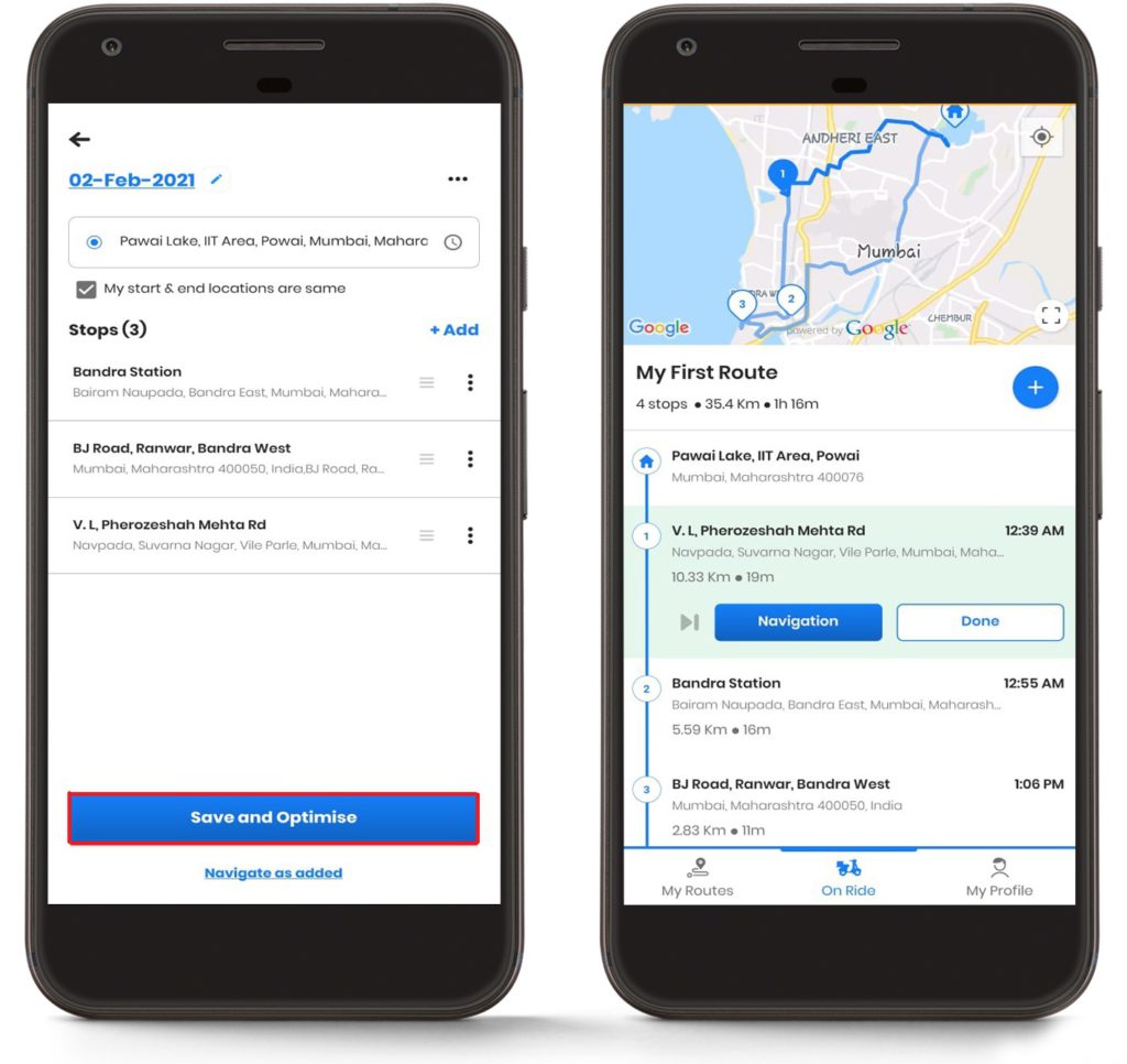 Creating a new route in Zeo Route Planner by importing address list from Google Maps, Zeo Route Planner