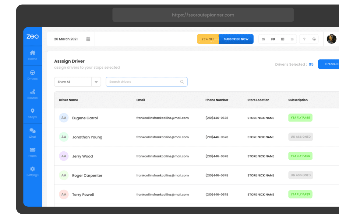 Zaslon 3, Zeo planer rute